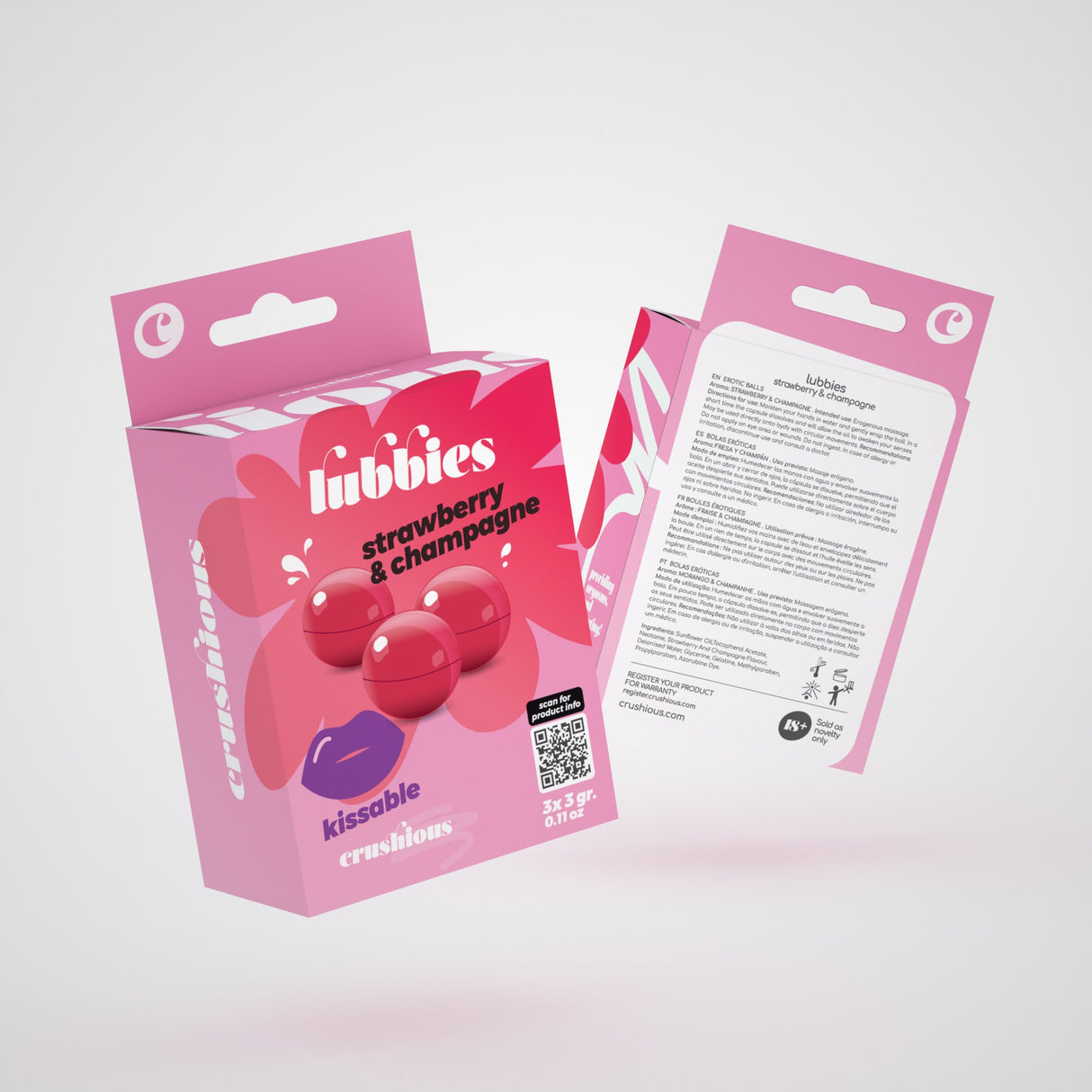 Palline Lubrificanti Lubbies Fragola e Champagne (3x3g)
