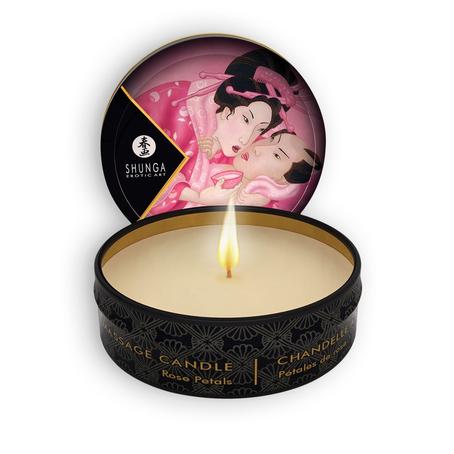 Candela da massaggio aroma petali di rosa di Shunga