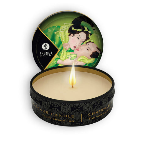 Candela da massaggio aroma te verde di Shunga