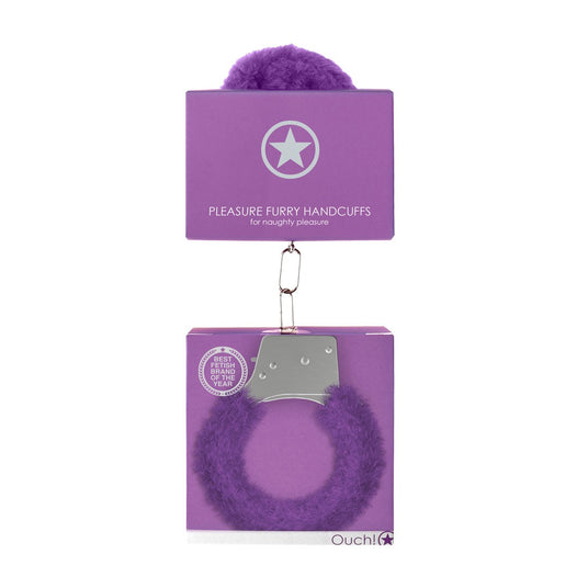 Confezione delle Manette sexy in peluche viola OUCH!