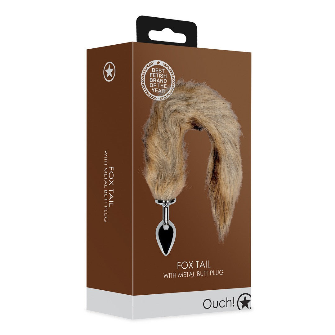 Confezione del Plug anale con coda effetto volpe OUCH! con base in metallo e coda morbida