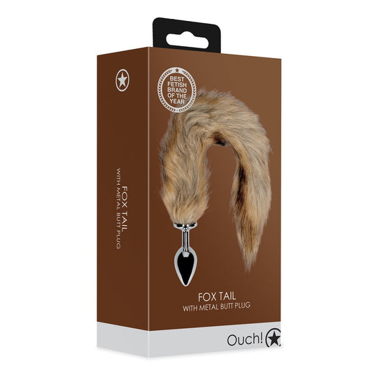 Confezione del Plug anale con coda effetto volpe OUCH! con base in metallo e coda morbida