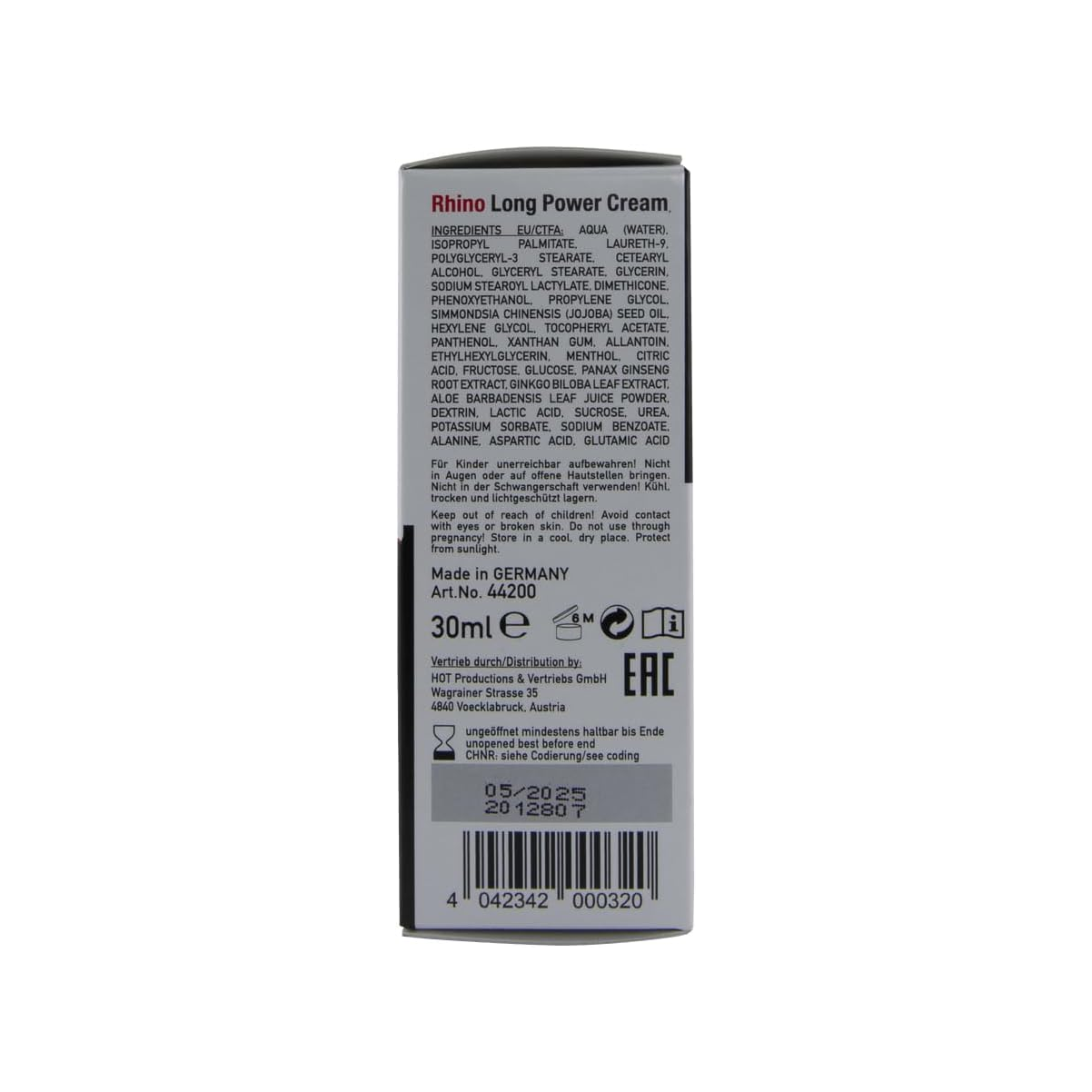 Crema Ritardante Rhino Long Power 30ml di HOT