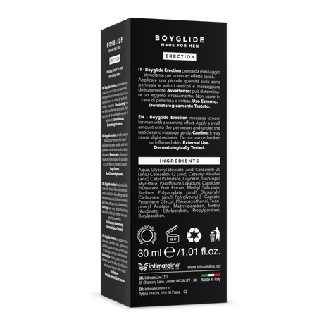 Confezione della Crema stimolante per erezione Erection 30ml di BOYGLIDE
