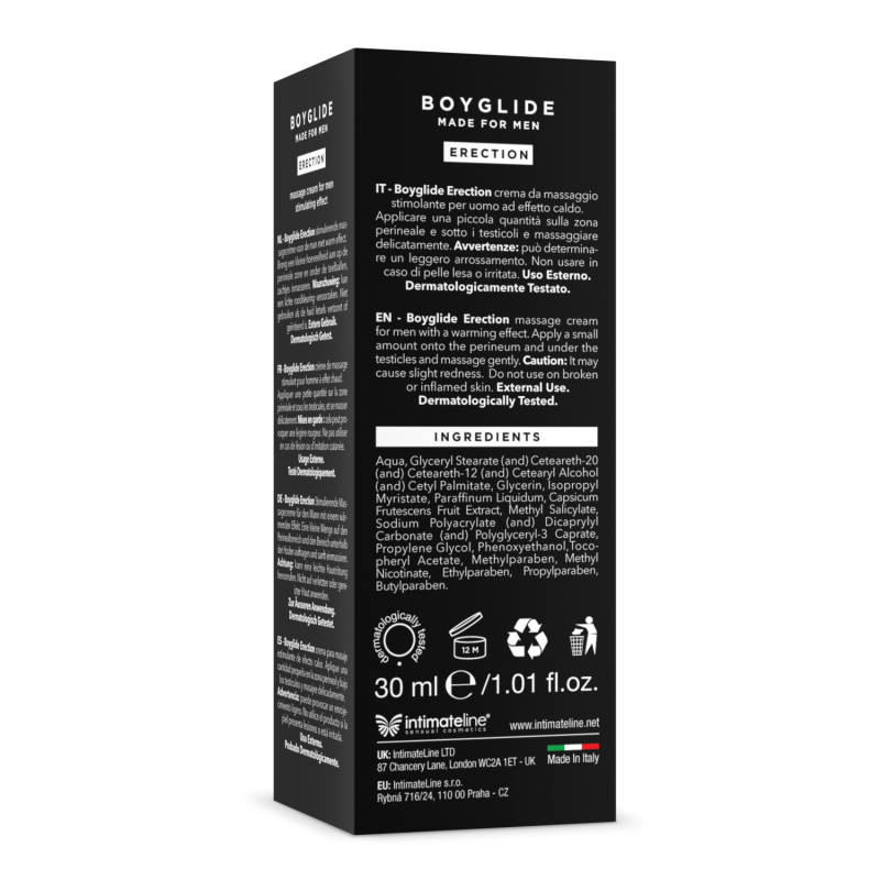 Confezione della Crema stimolante per erezione Erection 30ml di BOYGLIDE