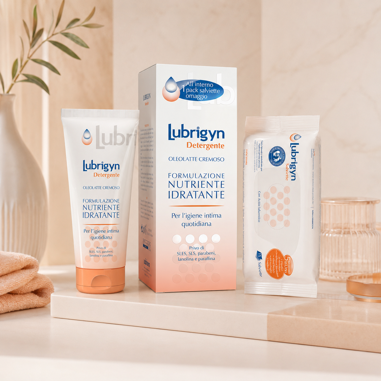 Detergente intimo oleolatte Lubrigyn 200ml + 15 salviette