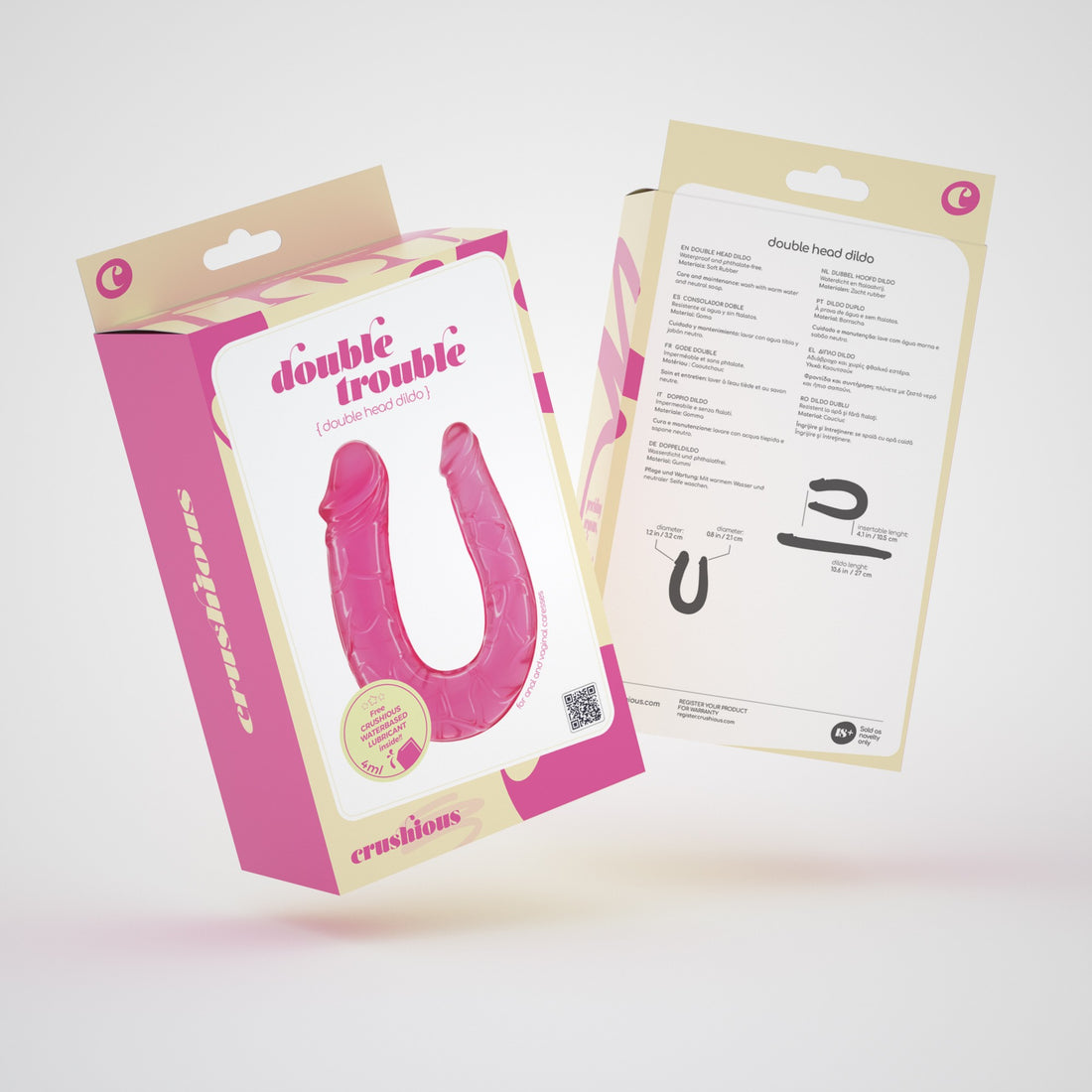 Dildo doppio Double Trouble rosa · confezione