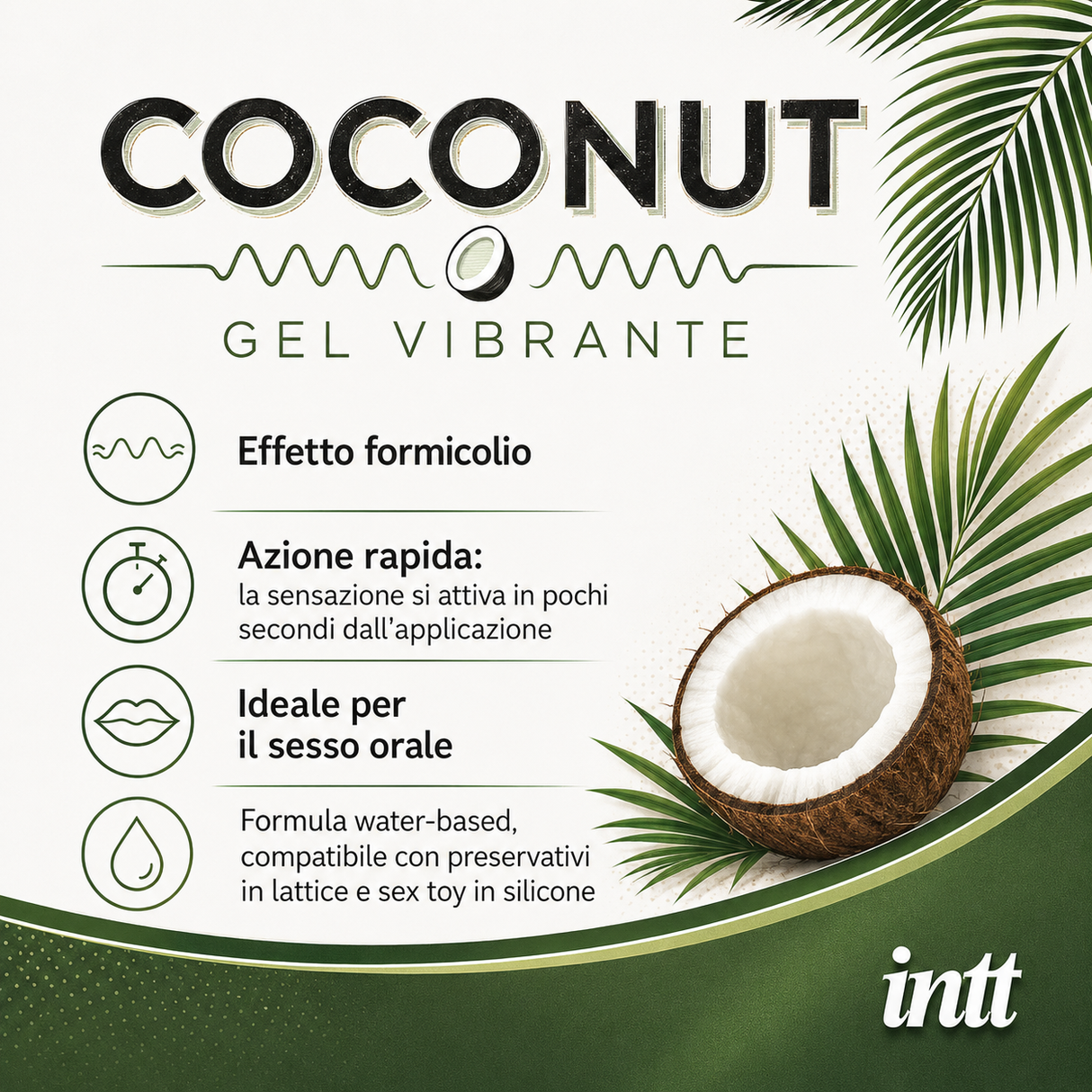 Infografica del Gel Stimolante Vibration! Vegano Cocco 15ml di INTT
