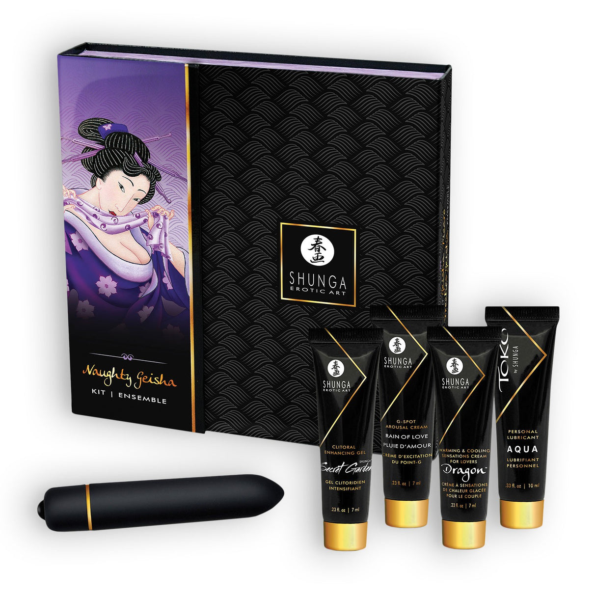 Kit erotico Naughty Geisha di Shunga con creme e bullet
