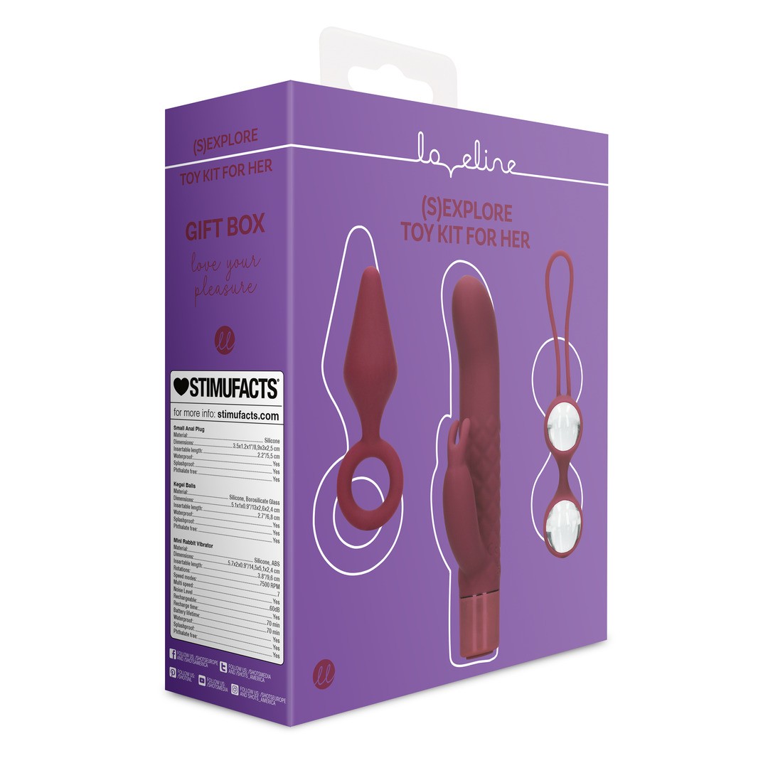 Confezione del kit sex toys donna Loveline – vibratore, palline e plug