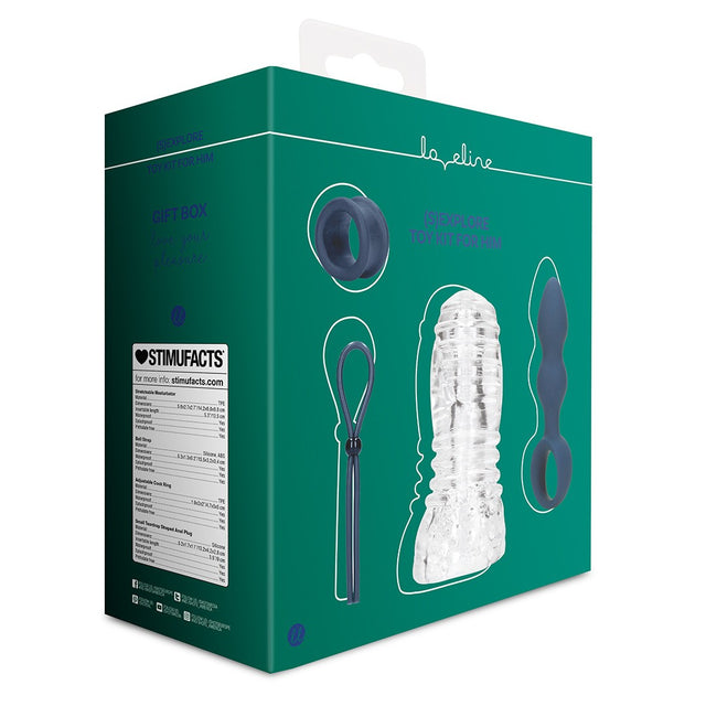 Confezione del kit sex toys uomo Loveline – masturbatore, anelli e plug anale