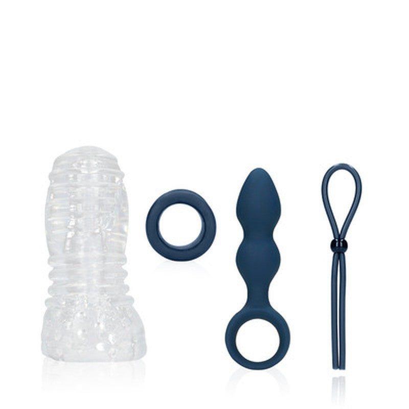 Kit sex toys uomo Loveline – masturbatore, anelli e plug anale