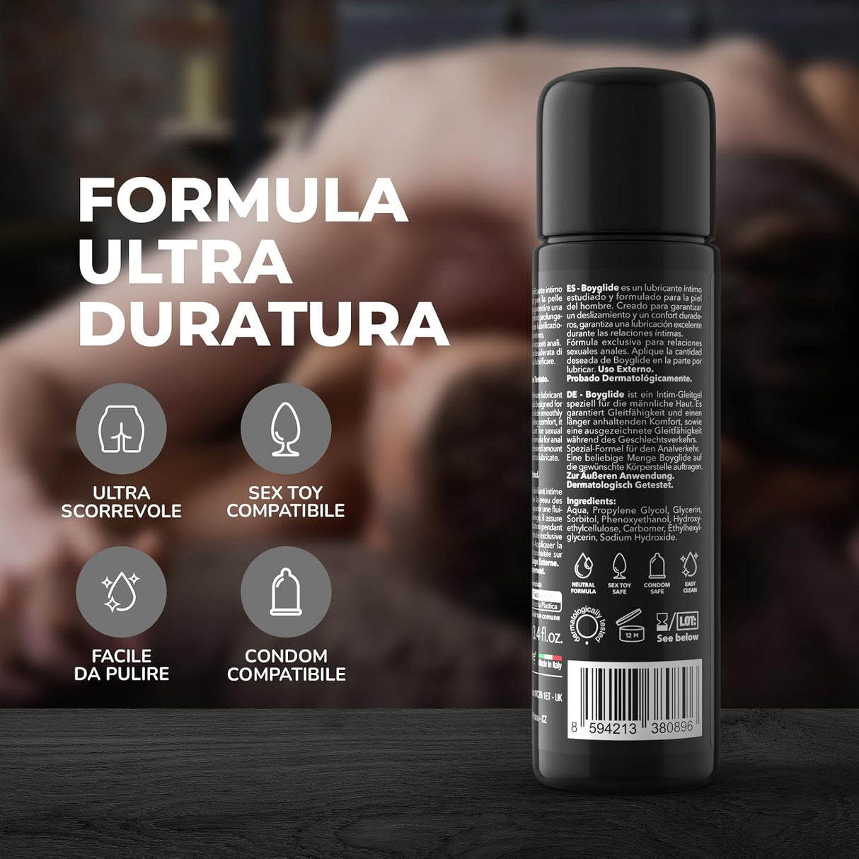 Infografica del Lubrificante Anale a Base d'Acqua di BOYGLIDE