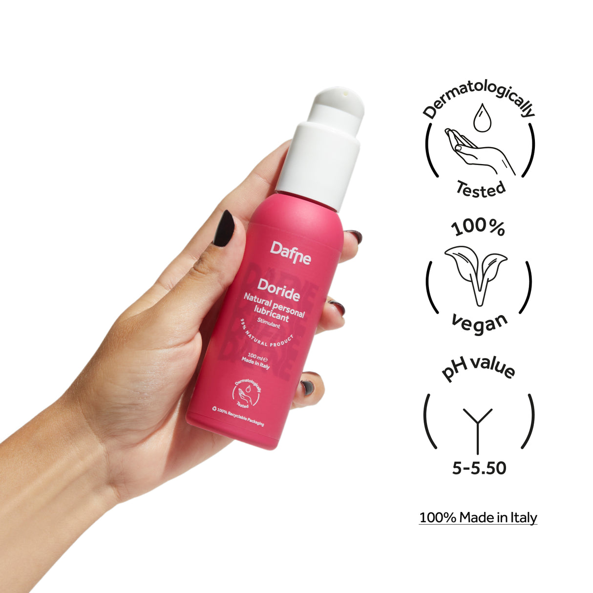 Lubrificante Vegano a Base d'Acqua Stimolante 100ml di DAFNE Dermatologicamente Testato