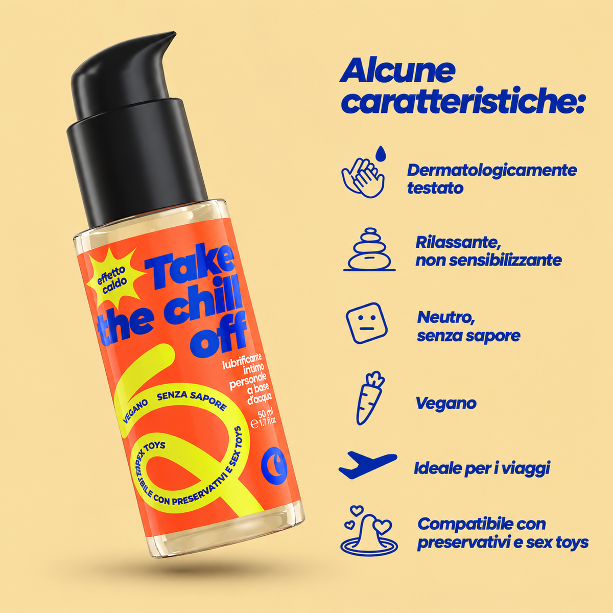 Infografica del Lubrificante Base Acqua Effetto Riscaldante 50ml – Crushious
