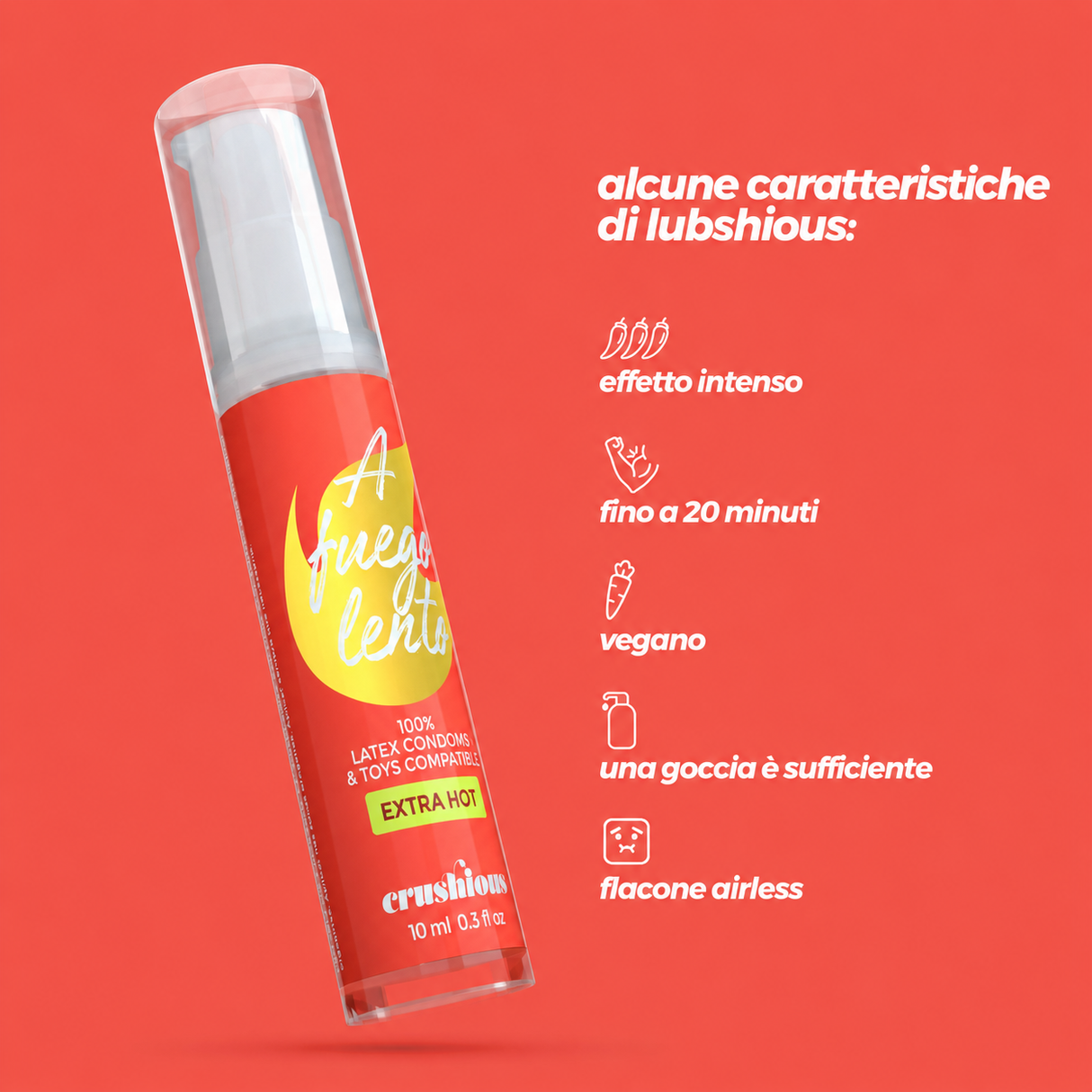 Infografica Lubrificante effetto riscaldante extra hot 10ml - Crushious