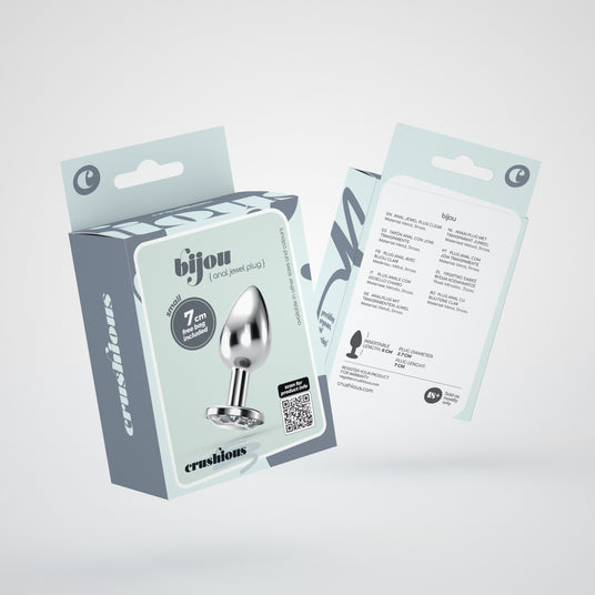 Confezione del Plug Anale Bijou Trasparente Blu Piccolo di CRUSHIOUS