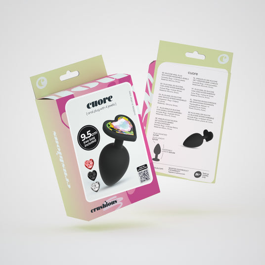 Confezione del Plug Anale in Silicone con 4 Gioielli Cuore Grande di CRUSHIOUS