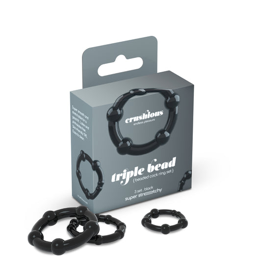 Confezione del Set di Anelli per il Pene Triple Bead Neri (3 anelli) di CRUSHIOUS