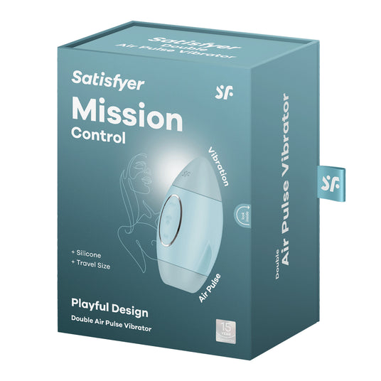 Confezione del Succhia Clitoride Mission Control Blu di SATISFYER