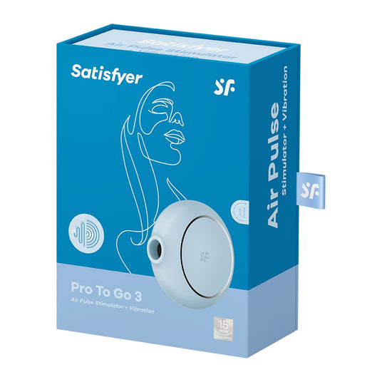Confezione del Succhia Clitoride Pro To Go 3 Blu di SATISFYER