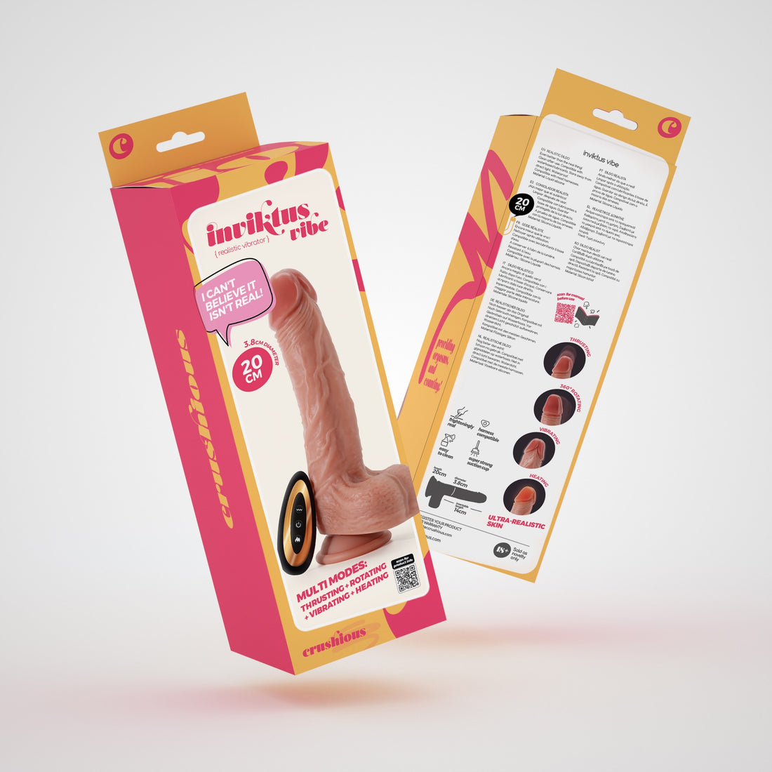 Vibratore realistico con telecomando Inviktus 20 cm · confezione