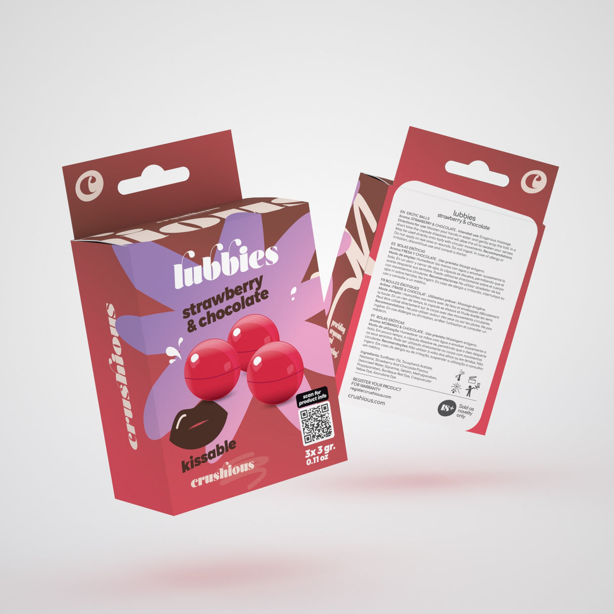 Palline Lubrificanti Lubbies Fragola e Cioccolato (3x3g)