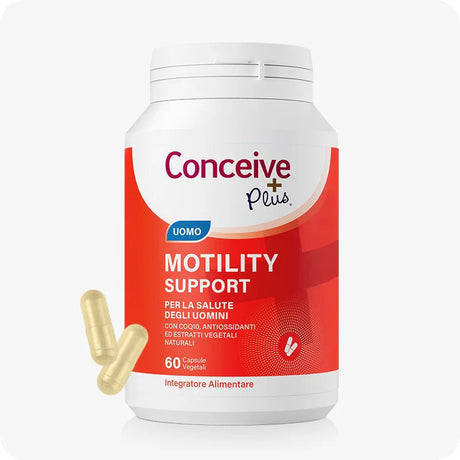 Integratore fertilità maschile Conceive Plus — dettaglio packaging 60 capsule pre-concepimento