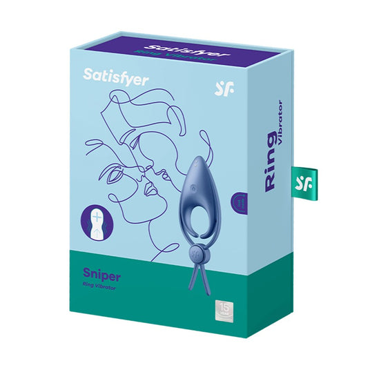 Confezione dell'Anello Vibrante Sniper Blu di SATISFYER