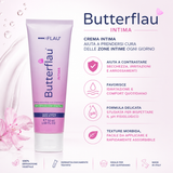 Infografica della Crema Lenitiva Butterflau Intima 50ml per secchezza e irritazioni intime