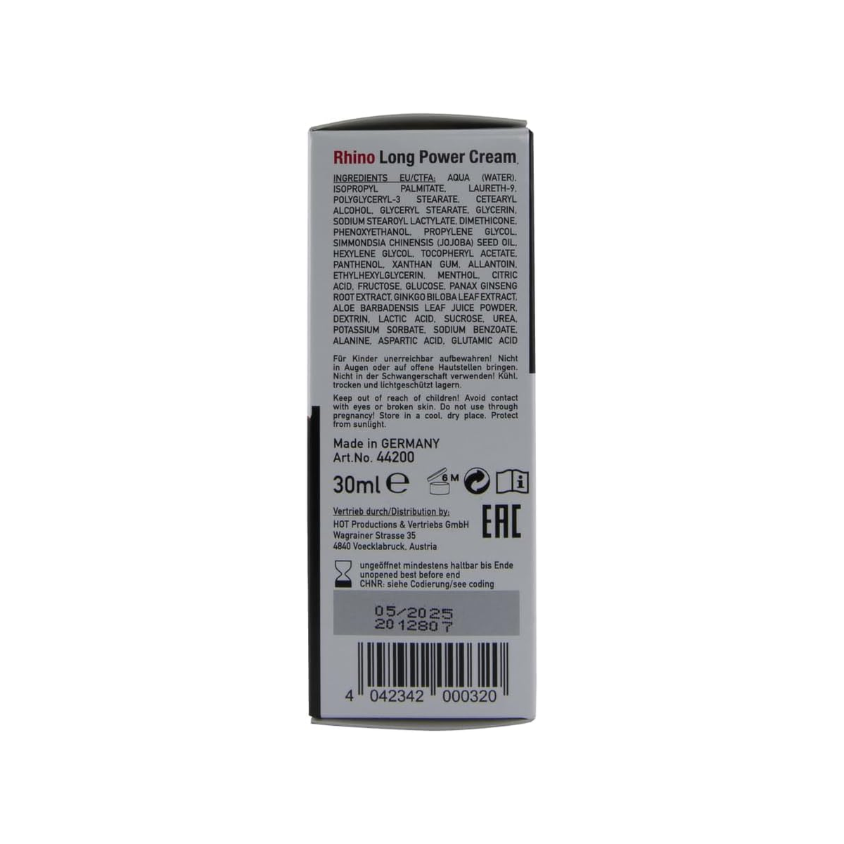 Crema Ritardante Rhino Long Power 30ml di HOT