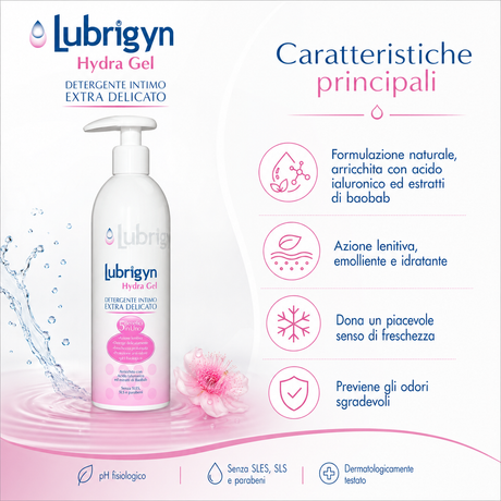 Infografica del Detergente intimo Hydra Gel Lubrigyn 400ml