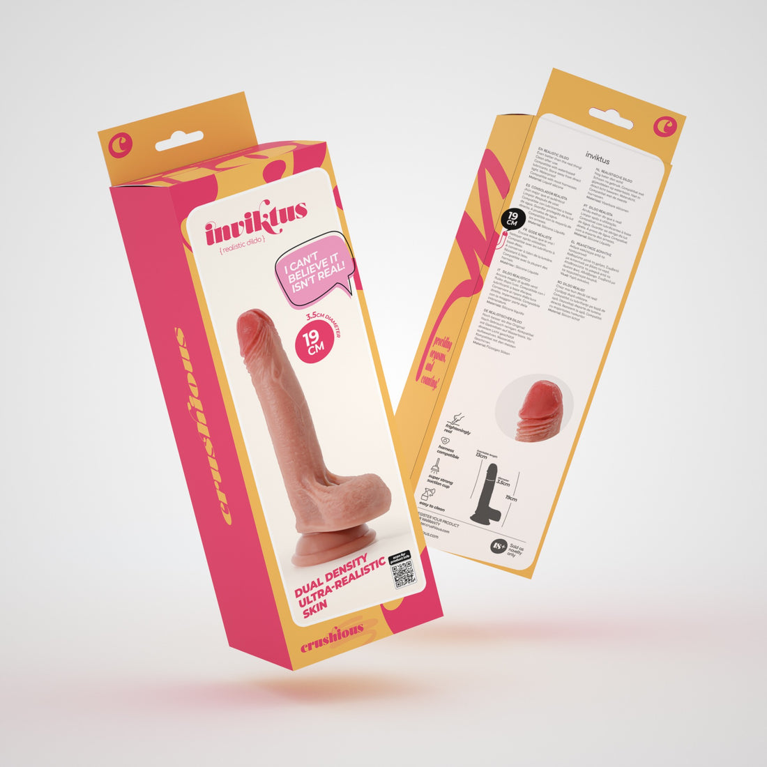 Dildo realistico con ventosa Inviktus 19 cm · confezione