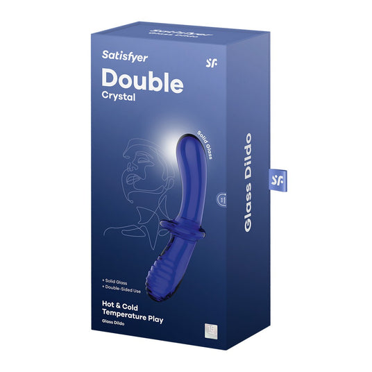 Confezione Dildo in Vetro Double Crystal Azzurro di CRUSHIOUS