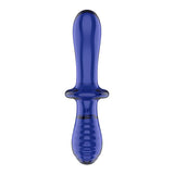Fronte del Dildo in Vetro Double Crystal Azzurro di SATISFYER