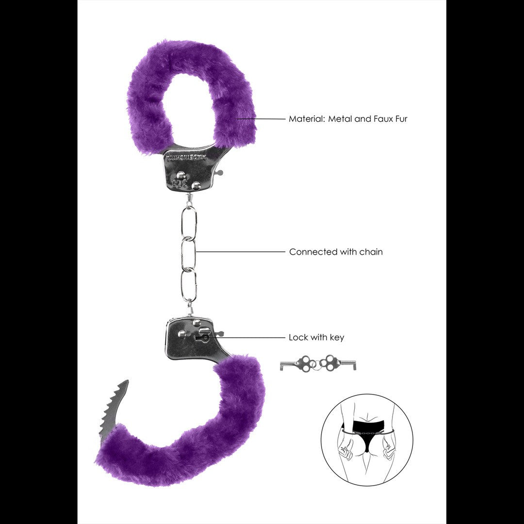 Dimensioni delle Manette sexy in peluche viola OUCH!
