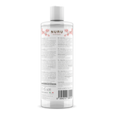 Retro della confezione del Gel per Massaggi a Base d’Acqua Nuru 500ml di INTIMATE LINE