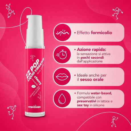 Infografica del Gel Vibrante ZZ POP Ciliegia di CRUSHIOUS