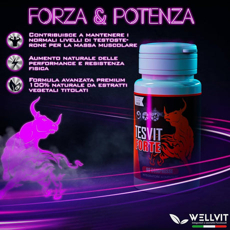 Dettagli dell'Integratore per il Testosterone Tesvit Forte 90 Compresse di WELLVIT
