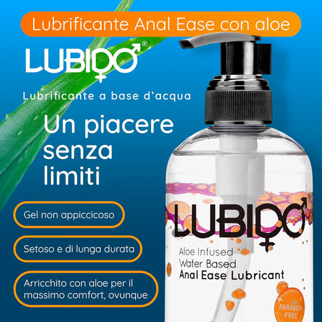Infografica Lubrificante Anale a Base d'Acqua Infuso di Aloe 250ml di LUBIDO