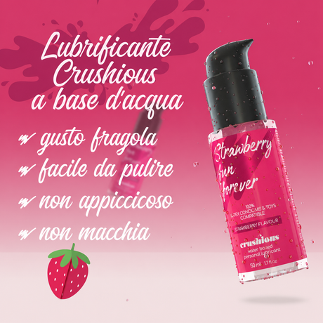 Infografica Lubrificante a Base d'Acqua al Gusto Fragola 50ml di CRUSHIOUS