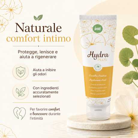Infografica Lubrificante Vegano a Base d'Acqua Hydra Plus 100ml di INTT
