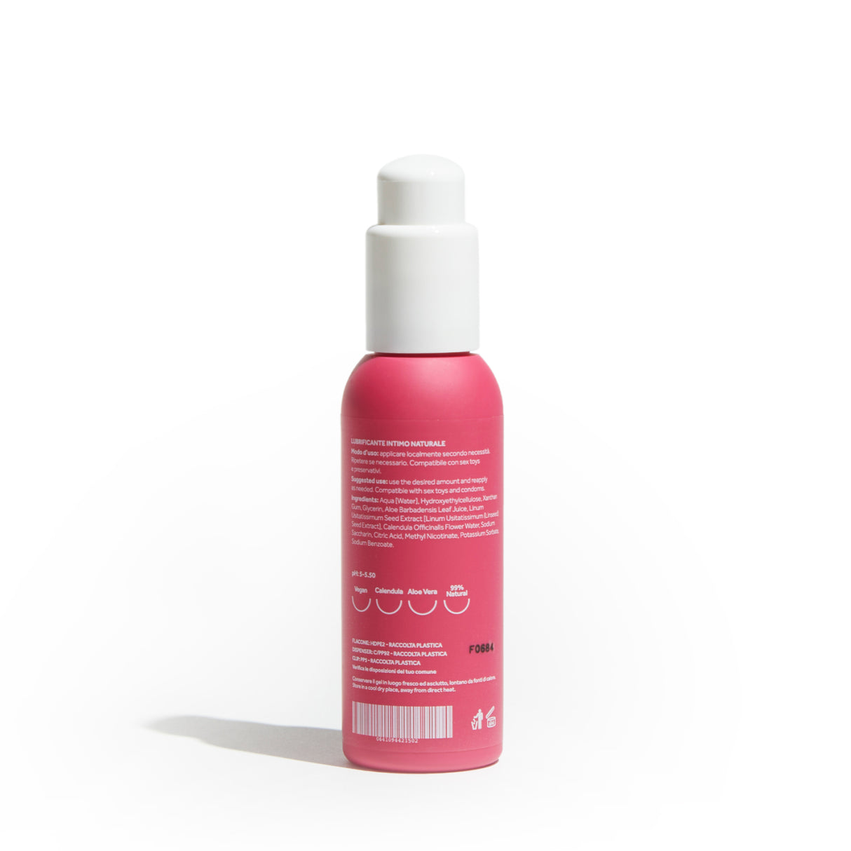Retro della confezione del Lubrificante Vegano a Base d'Acqua Stimolante 100ml di DAFNE