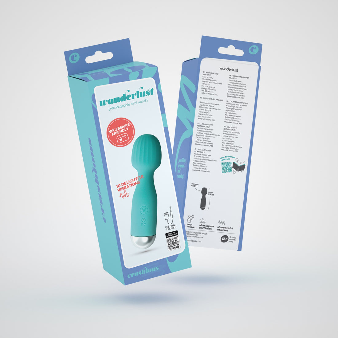Mini vibratore wand Wanderlust verde menta · confezione