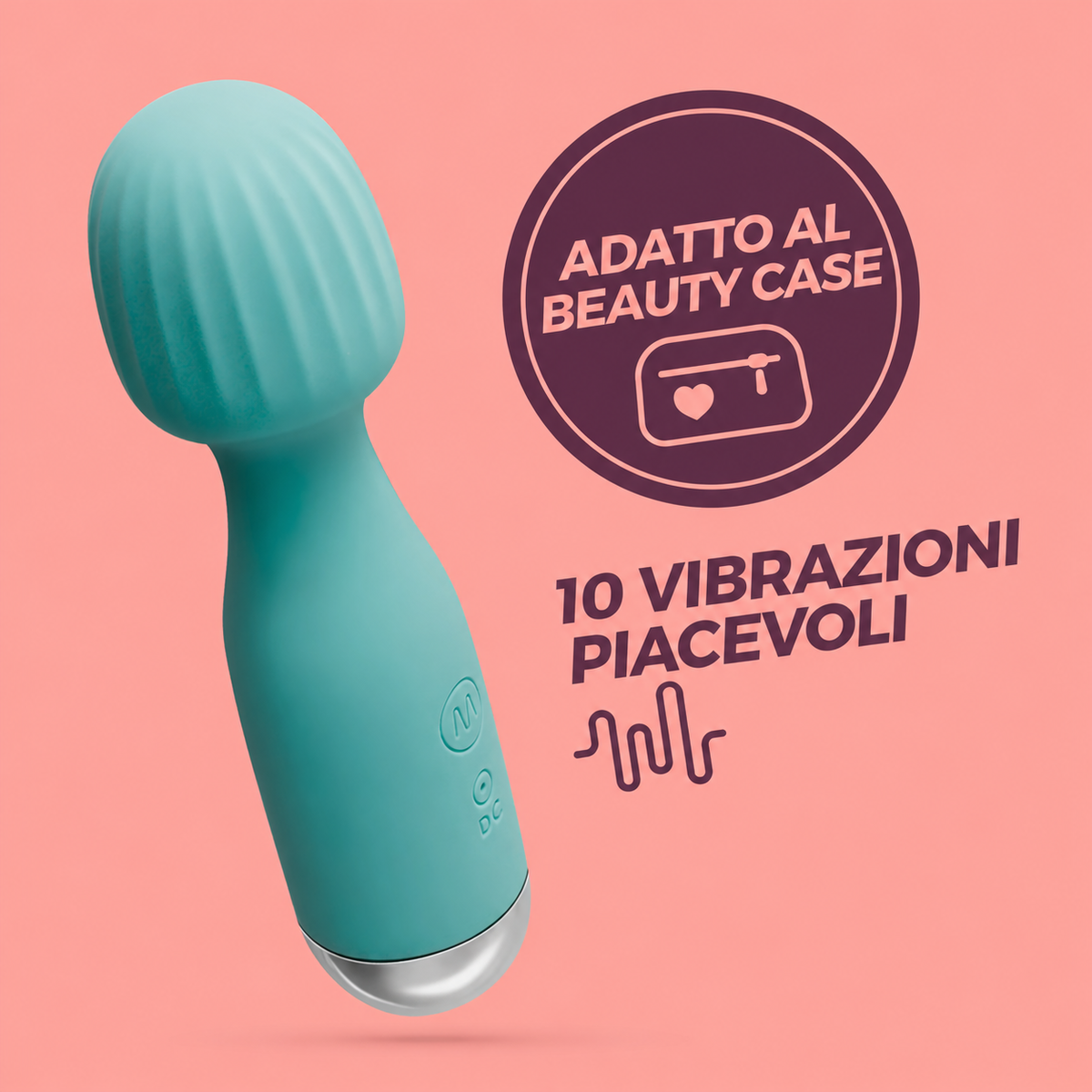 Mini vibratore wand Wanderlust verde menta · infografica