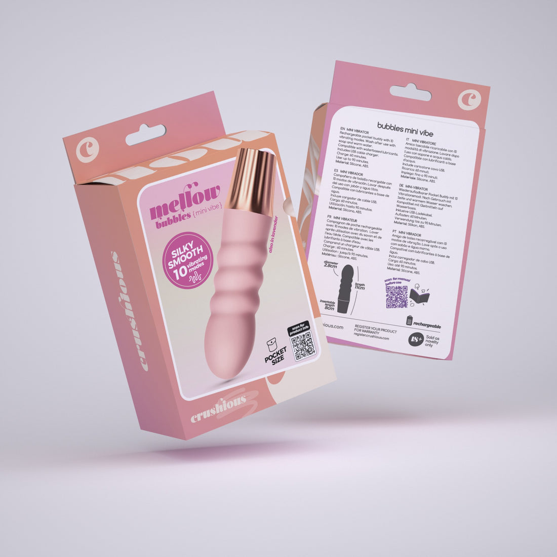 Mini vibratore Mellow Bubbles rosa · confezione