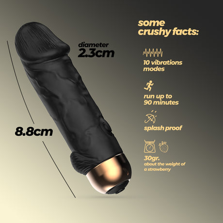 Mini vibratore bullet Weenie nero · infografica