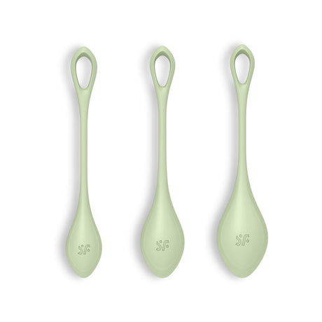 Fronte delle palline vaginali Yoni Power 2 verdi per esercizi di Kegel di Satisfyer