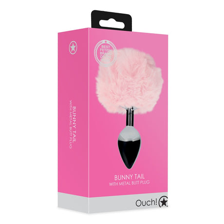 Confezione del Plug anale con coda effetto coniglio OUCH! con base in metallo e coda morbida rosa