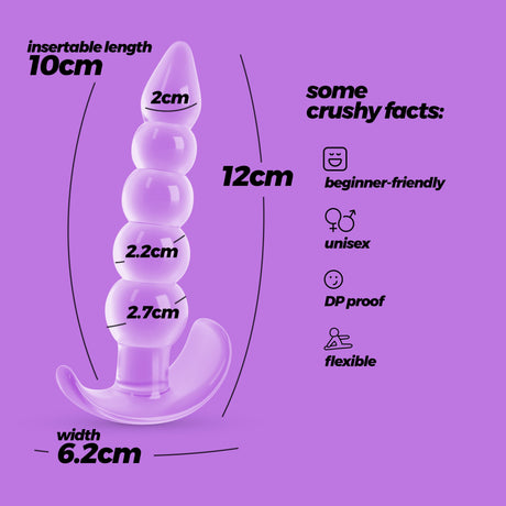 Infografica del Plug Anale Flessibile Draco 10cm di CRUSHIOUS